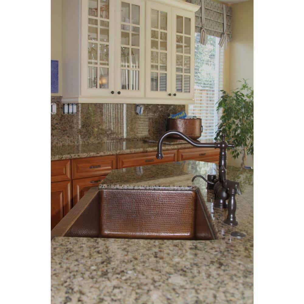 33" Hammered Copper Farmhouse Drop-In Kitchen Sink