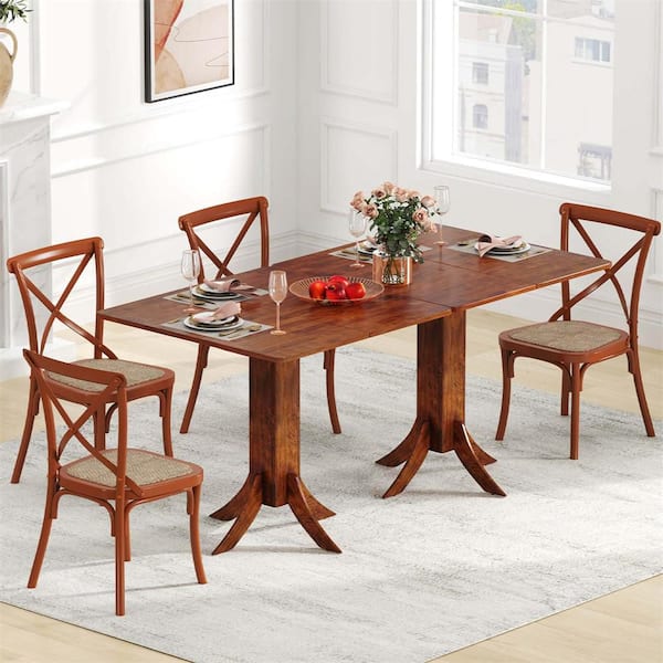 Square Dining Table with Pedestal Base 33 in. Wooden Kitchen Table for 2-4 People
