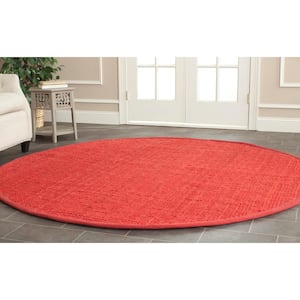 Natural Fiber Red 4 ft. x 4 ft. Round Solid Area Rug