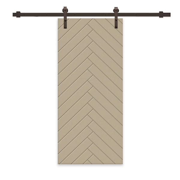 CALHOME 42 in. x 80 in. Unfinished Composite MDF Paneled Interior Sliding Barn Door with Hardware Kit