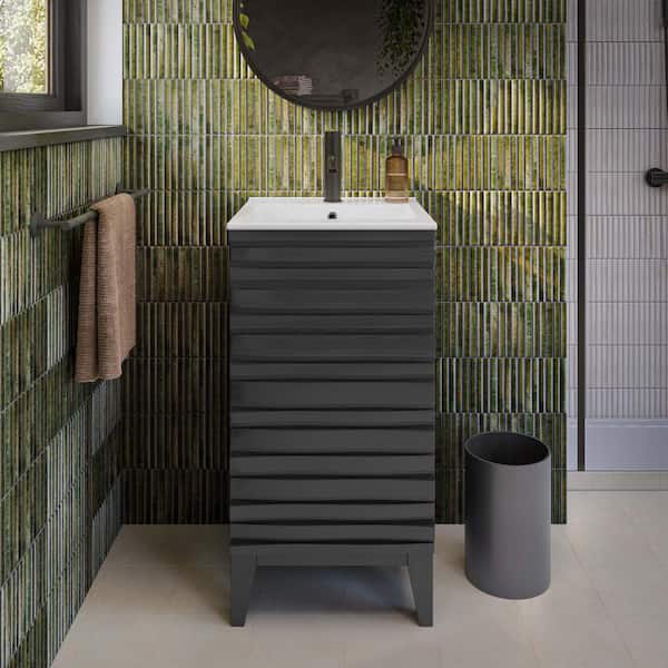 Cascade 18 in. W x 18 in D x 35 in H Bath Vanity Cabinet without Top in Black