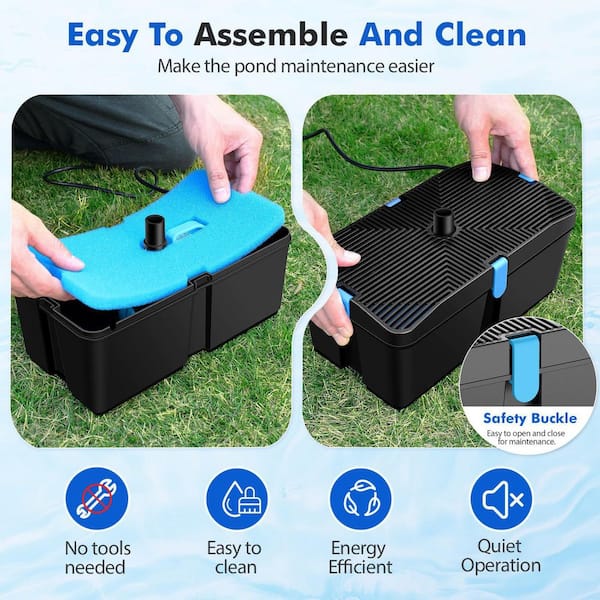 Oyezvary 820 GPH Pond Filter with Fountain Pump Kit, 60W Outdoor