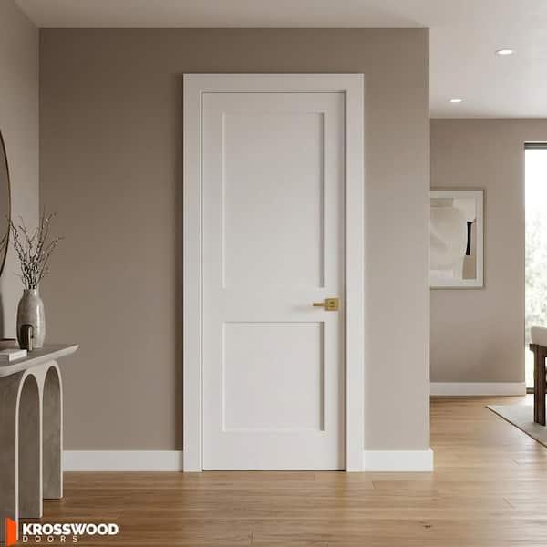 Krosswood Doors 32in.x80in. Shaker 2-Panel Left-Hand Primed Solid