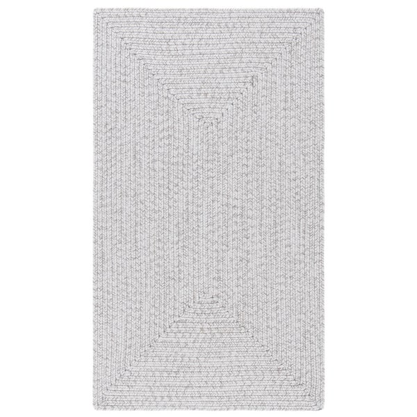 SAFAVIEH Braided Silver Gray Doormat 3 ft. x 5 ft. Solid Color Gradient Area Rug