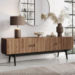 Chelsea 59 in. Brown TV Stand Fits for TV's up to 65 in. Slatted Design and Wood Legs