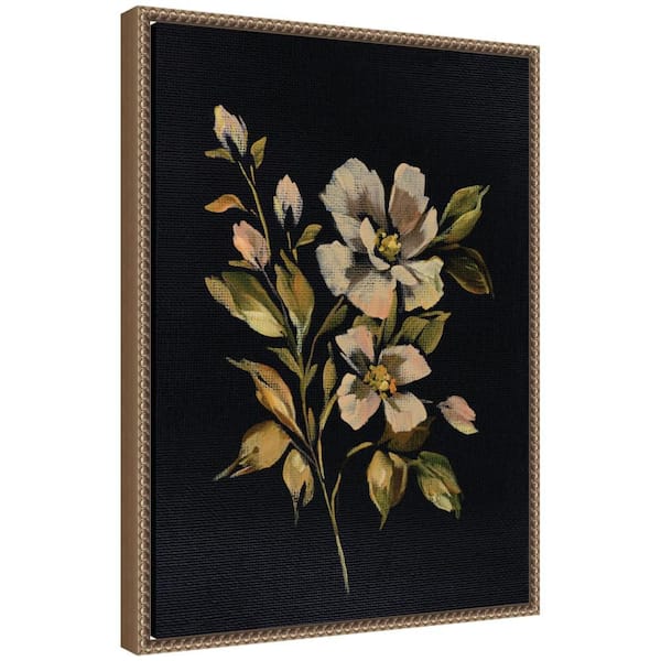 Sylvie "Moody Floral 7" by Annie Quigley Beaded Gold Framed Art Print 18 in. x 24 in.