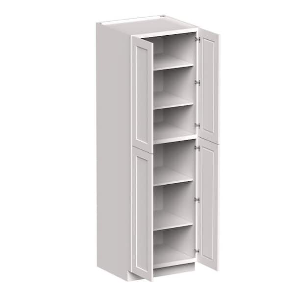 30 in. W x 27 in. D x 96 in. H Ready to Assemble Pantry Kitchen Cabinet with 4-Door 5-Shelf in White Shaker