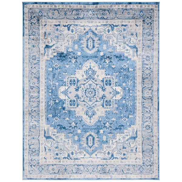 Brentwood 8 ft. x 10 ft. Blue/Gray Distressed Medallion Area Rug