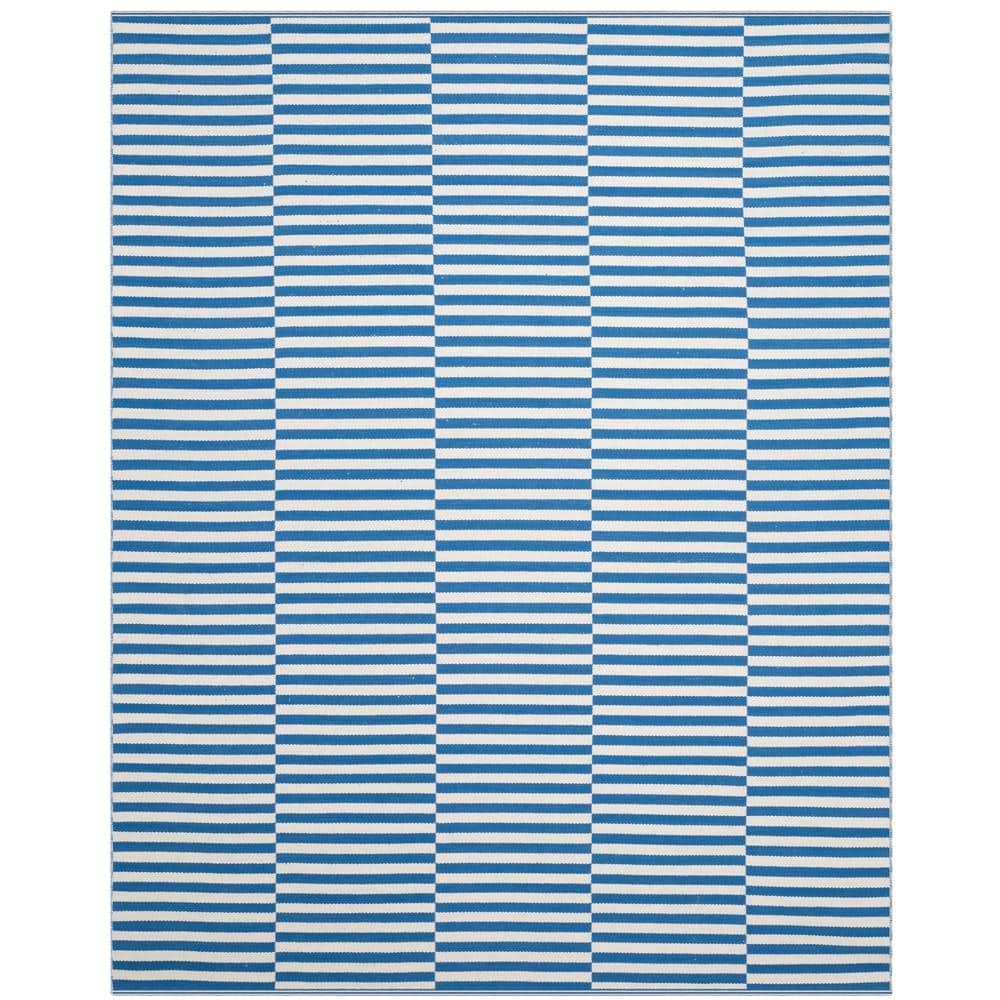 Montauk Blue and Ivory Handwoven Cotton Area Rug 8' x 10'