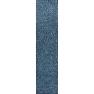 Haze Solid Low-Pile Turquoise 2 ft. x 12 ft. Runner Rug