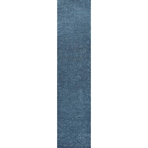 Haze Solid Low-Pile Turquoise 2 ft. x 12 ft. Runner Rug