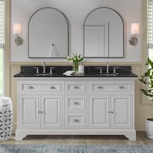 Sadie 67 in. W x 21.5 in. D x 35.35 in. H Double Sink Bath Vanity in Matte Pearl with Black Marquina Quartz Top