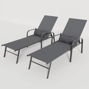 Anky Gray 2-Piece Sling Outdoor Chaise Lounge with Lumbar Pillow