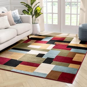 Barclay River Red 8 ft. x 10 ft. Modern Geometric Area Rug