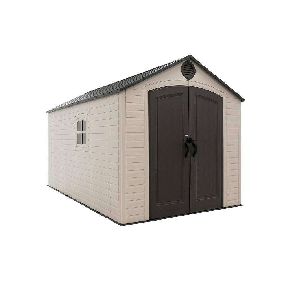 Lifetime 8' x 15' Outdoor Storage Shed Desert Sand: HDPE Construction, UV Protected, 10-Year Warranty