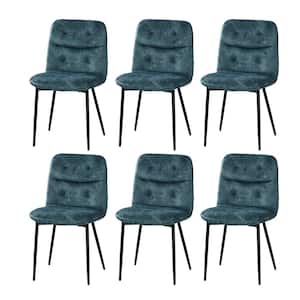 Chris Teal Modern Tufted Upholstered Dining Chair with Metal Legs Set of 6