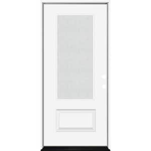 Legacy 36 in. x 80 in. 3/4 Lite Rain Glass LHIS White Primed Fiberglass Prehung Front Door