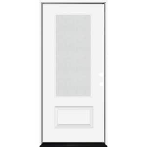 Legacy 36 in. x 80 in. 3/4-Lite Rain Glass LHIS Primed White Finish Fiberglass Prehung Front Door