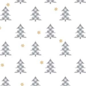 Grey and Metallic Gold Plaid Pines Peel and Stick Wallpaper (Covers 30.75 sq. ft.)