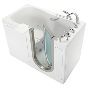 Deluxe 55 in. Acrylic Walk-In Whirlpool and Air Bath Bathtub in White, Fast Fill Faucet Set, RHS 2 in. Dual Drain