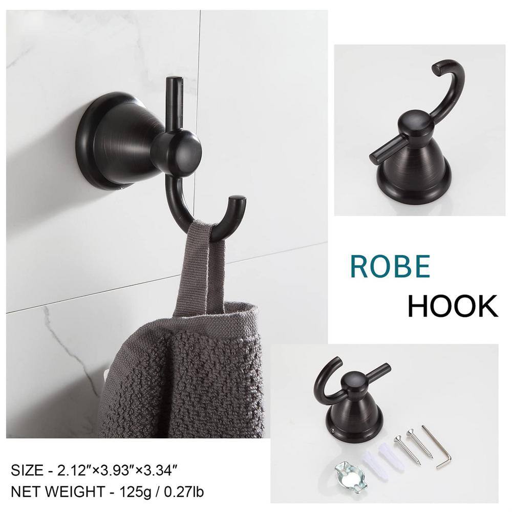 Dark Oil Rubbed Bronze 4-Piece Bathroom Hardware Set with 24" Towel Bar