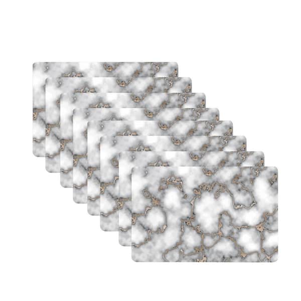 12 in. x 18 in. Smokey Gold Marble Cork Printed Marble Granite Design Thick Cork Texture Rectangular Placemat (Set of 8)