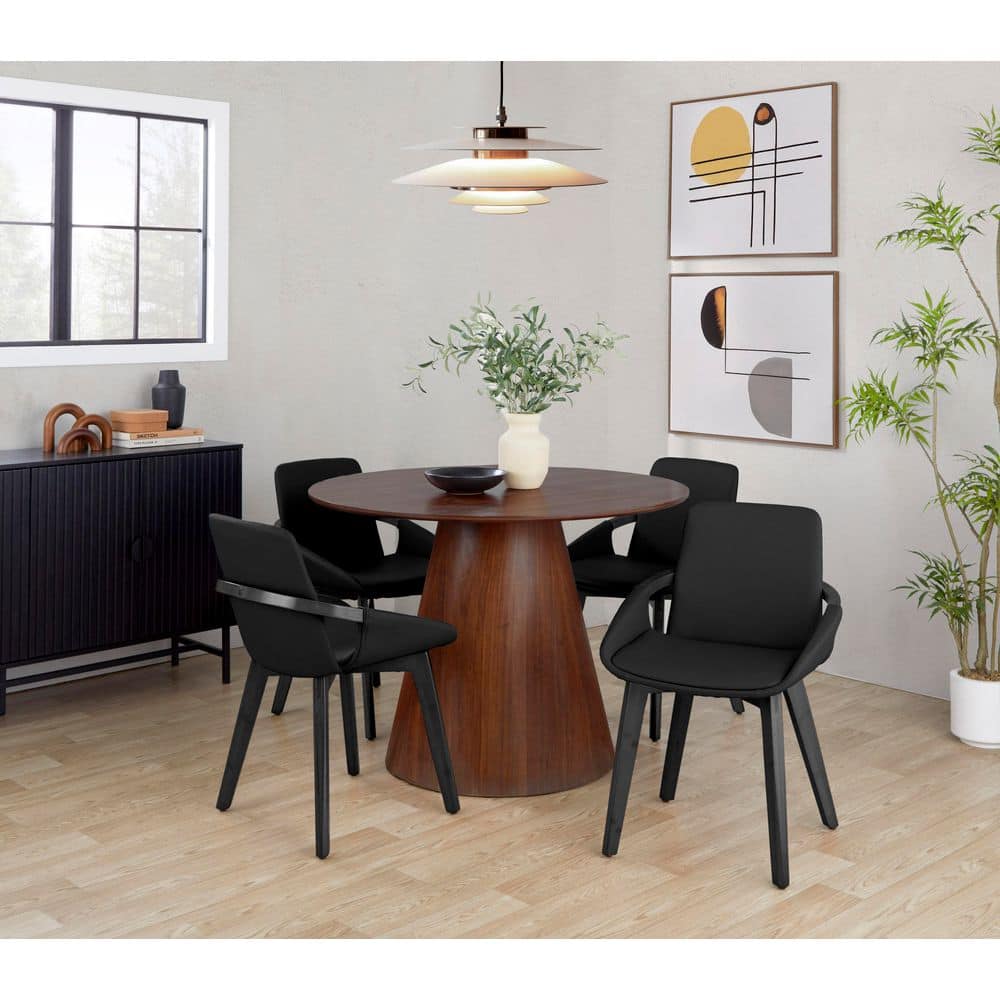 Lumisource Cosmo Black Bamboo and Black Faux Leather Chair CH