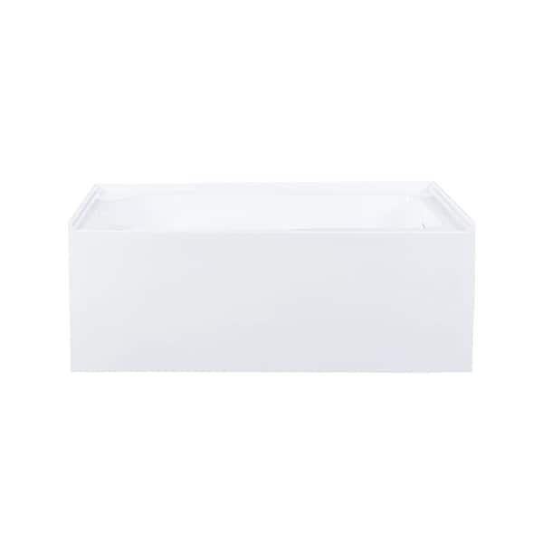 Voltaire 54 x 30 Skirted Right Drain Soaking Apron Bathtub in Glossy White with Integrated Overflow, Armrest, and Drain