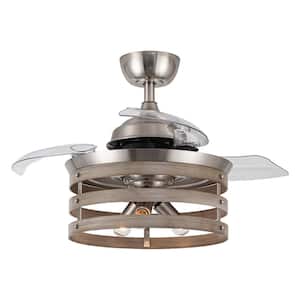 Caselli 36 in. Satin Nickel Retractable Ceiling Fan with Light Kit and Remote Control