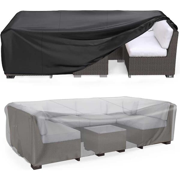 89.7 in. L x 62.2 in. W x 28.3 in. H Heavy Duty Patio Furniture Cover Waterproof Outdoor Sectional Sofa Set Cover, Black