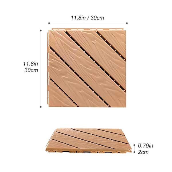 12 x 12 in. Indoor Outdoor Plastic Composite Deck Tiles Set of 35-pcs