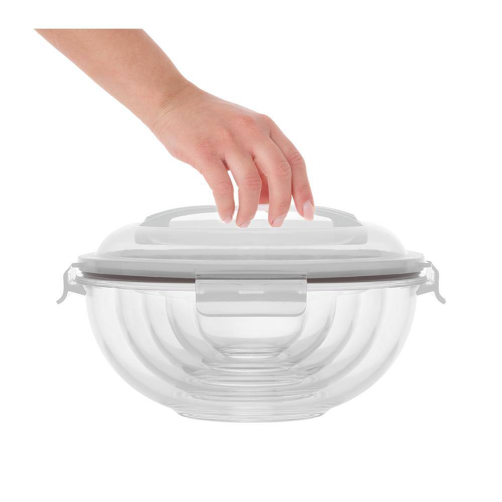 Clear Glass Nesting Mixing Bowls with Airtight Lids, Set of 5