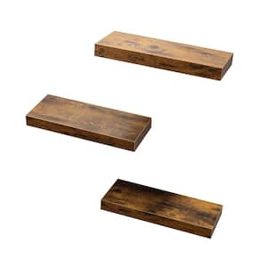 15 in. W x 6 in. D Rustic Brown Wood Decorative Wall Shelf, (Set of 3)