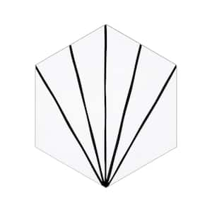 Art Deco Hexagon White 8 in. x 9 in. x 0.16 in. Vinyl Peel and Stick Backsplash Floor and Wall Tile (0.36 sq. ft.)