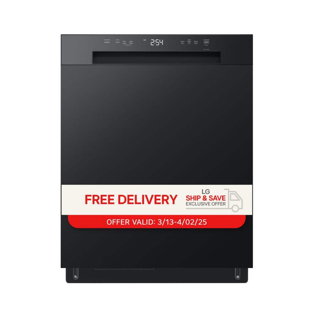 24 in. Black Front Control Dishwasher with Stainless Steel Tub and SenseClean