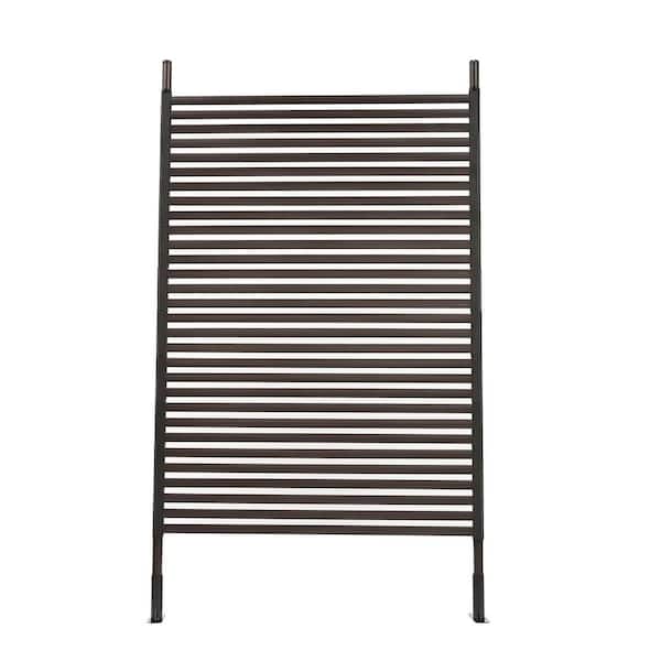 5.9 ft. x 3.6 ft. Brown Steel Outdoor Freestanding Privacy Fence Screen and Panels with Stand