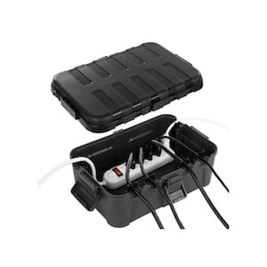 Large Outdoor Electrical Box, IP54 Waterproof Extension Cord Cover Weatherproof, Protect Outlet, Plug, Socket in Black