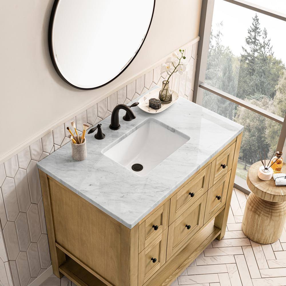 Breckenridge 36" Light Natural Oak Single Vanity with Marble Top