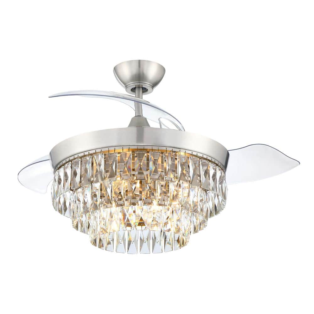 Sofia 42" Brushed Nickel Ceiling Fan with Clear Acrylic Blades and LED Light