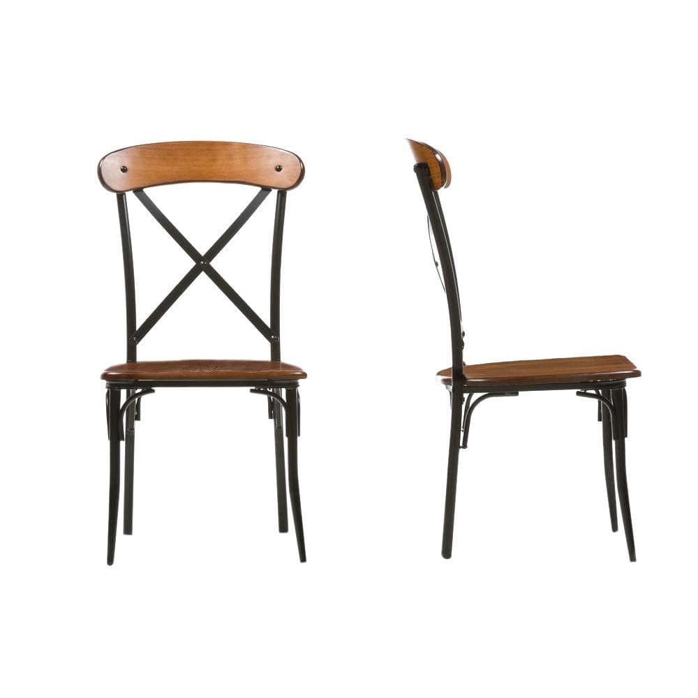 Baxton Studio Broxburn Light Brown Wood and Metal Dining Chairs