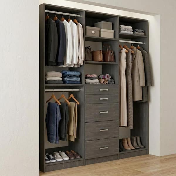 MODULAR CLOSETS Alto Collection 57 in. W Grey Wall Mounted Double