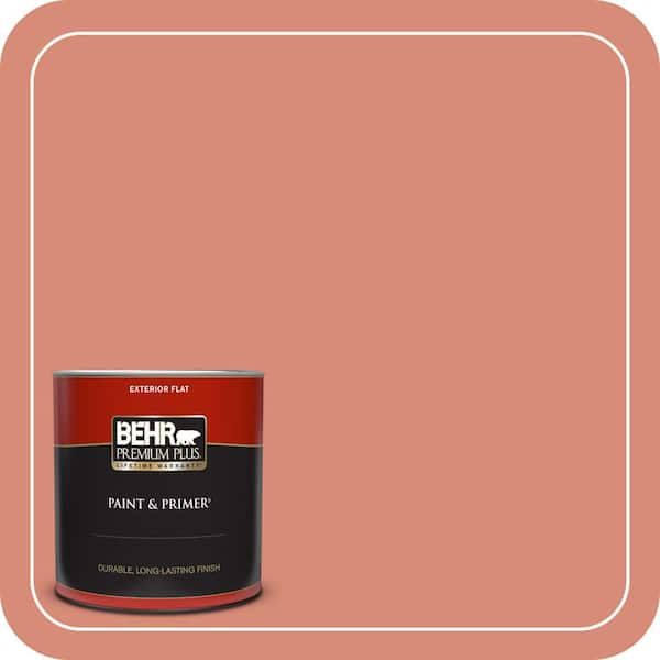BEHR PREMIUM PLUS 1 qt. #MQ4-32 Vintage Coral Flat Exterior Paint & Primer