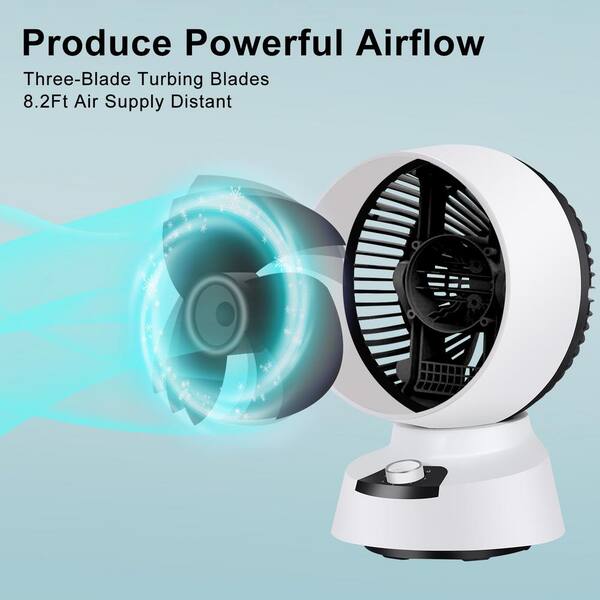 Kahomvis 7 in. 3 Heat Modes Setting Portable Electric Space Heater Desk Fan in White