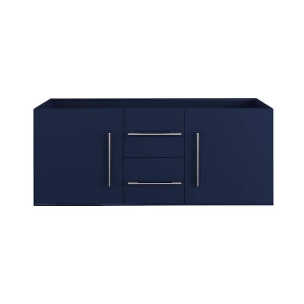 VOLPA USA AMERICAN CRAFTED VANITIES Napa 60 in. W x 20 in. D x 21 in. H in. Double Sink Bath Vanity Cabinet without Top in Navy Blue, Wall Mounted