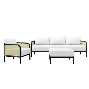 Hanalei 3-Piece Aluminum Outdoor Patio Furniture Set with Ivory White Cushions