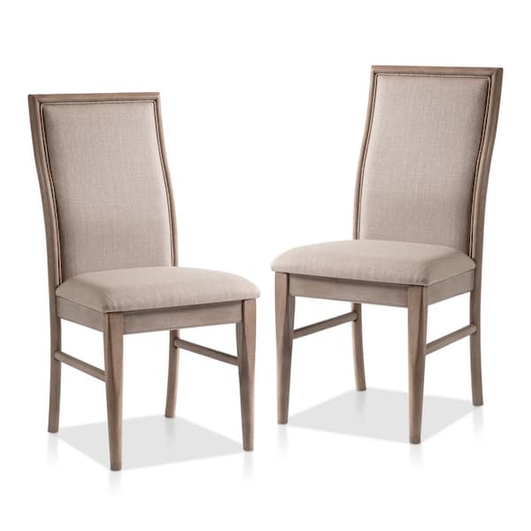 Luna Natural Ash Fabric Upholstered Dining Chairs (Set of 2)
