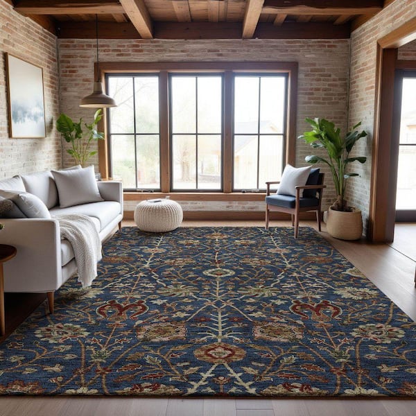 Mayfield Premium Machine Washable Abstract AMF1085 Navy 3 ft. x 4 ft. Area Rug