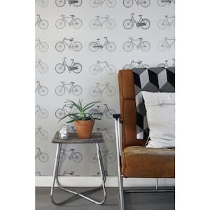 Turnblad Grey Bicycle Paper Strippable Wallpaper (Covers 56.4 sq. ft.)
