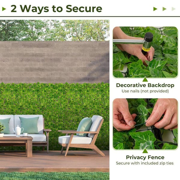 Mecale 120 in. x 40 in. Light Green Artificial Ivy Grass Privacy