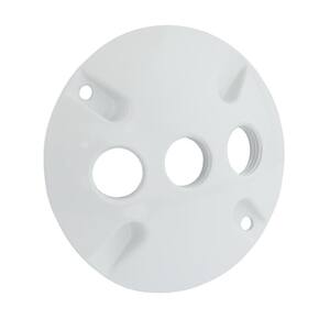 1/2 in. White 3-Holes 4 in. Round Weatherproof Cover